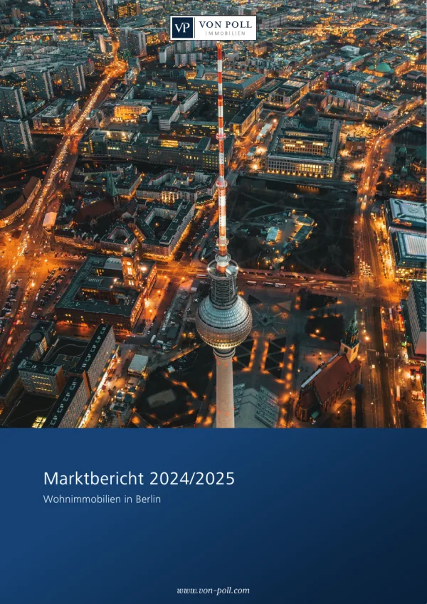 Titelseite des VON POLL IMMOBILIEN Marktberichts 2024/2025 für Wohnimmobilien